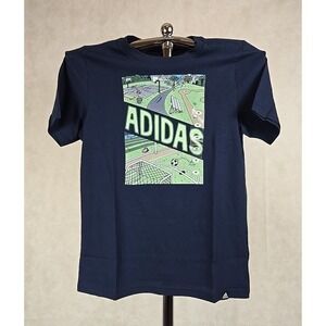 NWT Adidas Boy Shirt Size Medium Short Sleeve Blue TShirt Basketball Graphic Tee